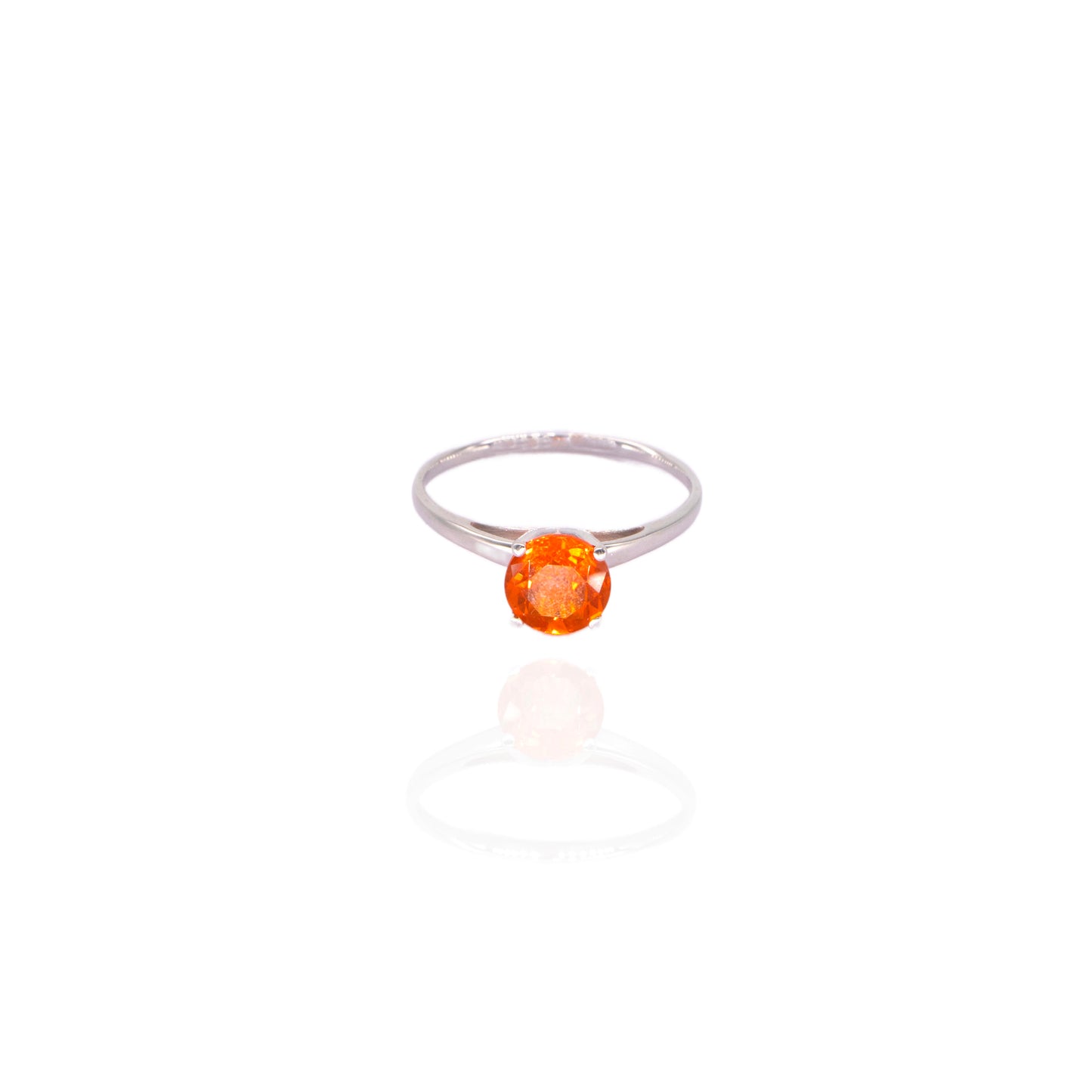 Fire Opal Solitaire Ring