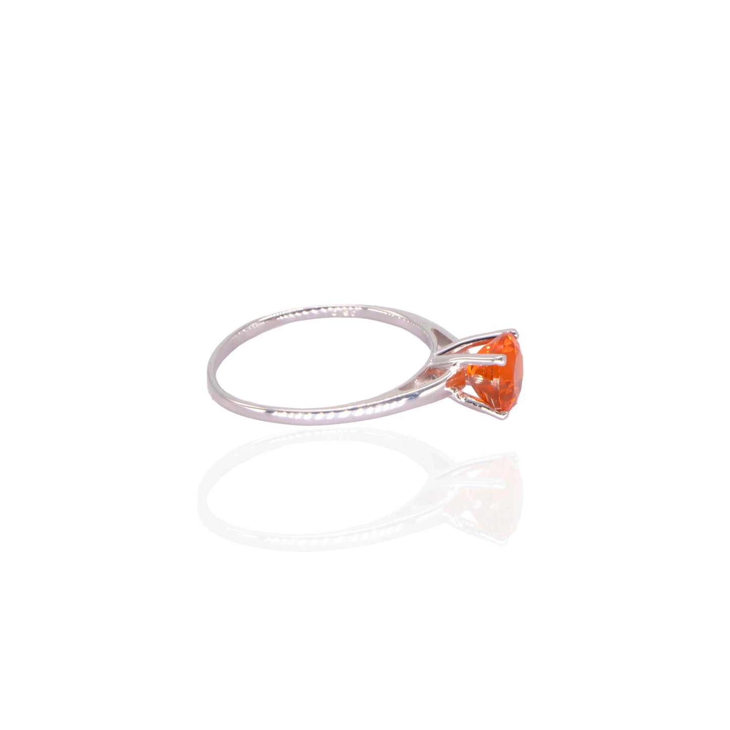 Fire Opal Solitaire Ring
