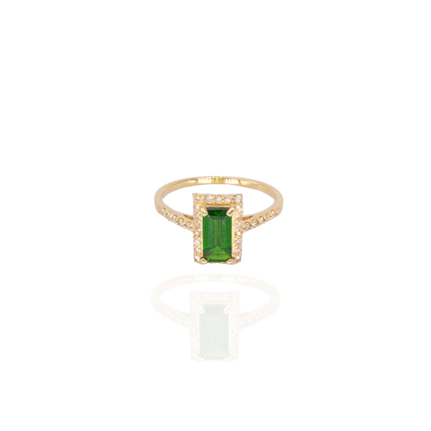 Chrome Diopside Emerald Cut Ring