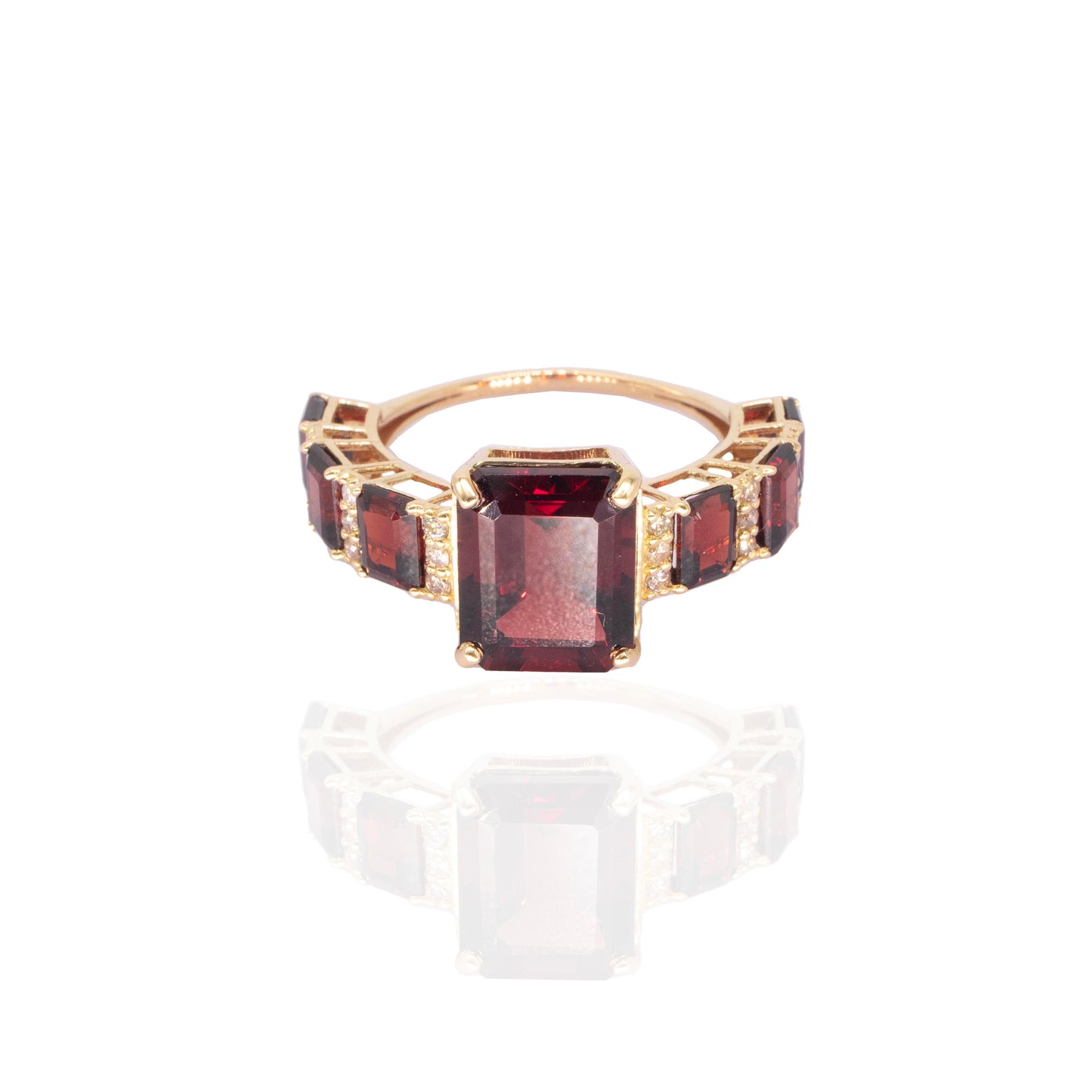 Red Garnet Emerald Cut Ring