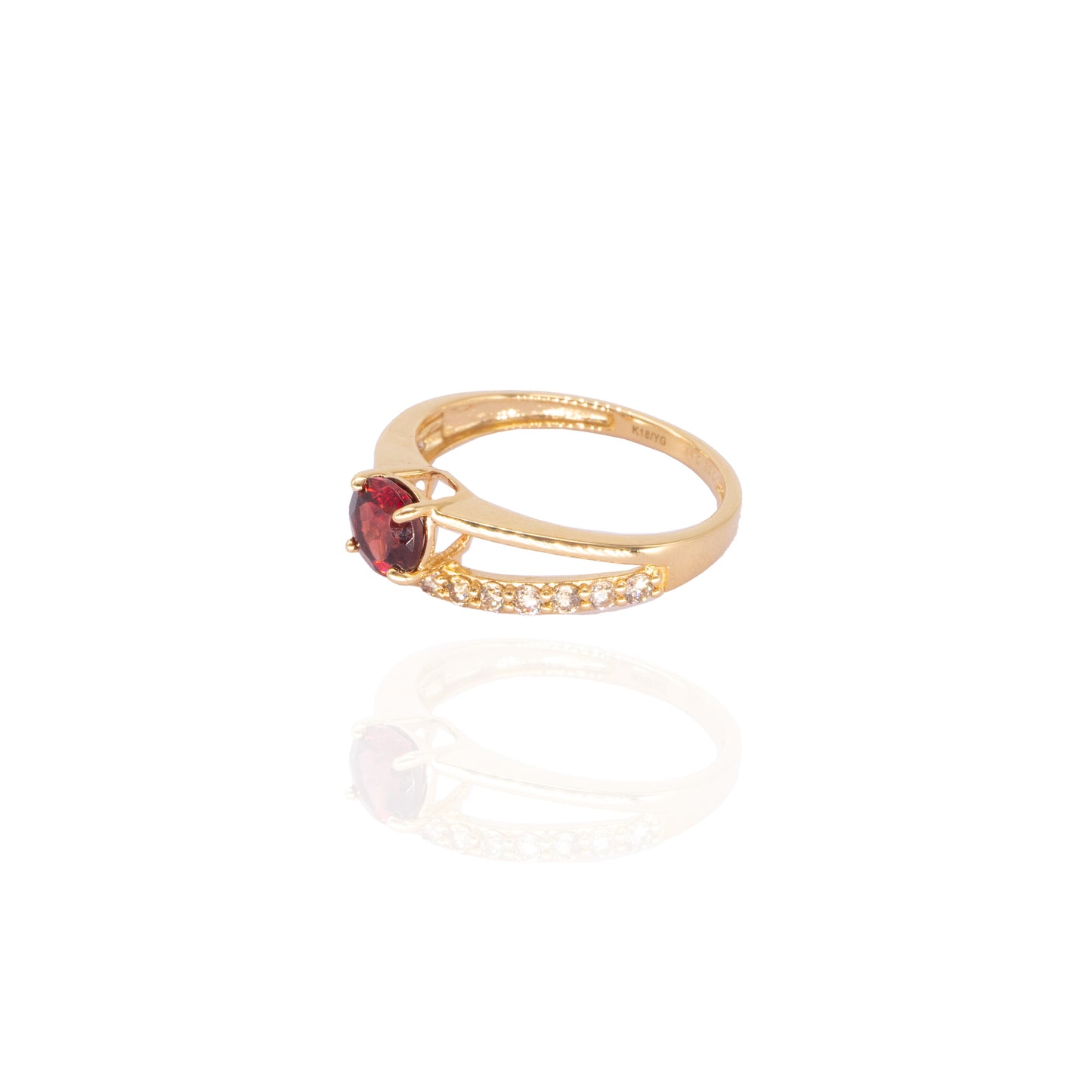 Red Garnet with Half Eternity Ring