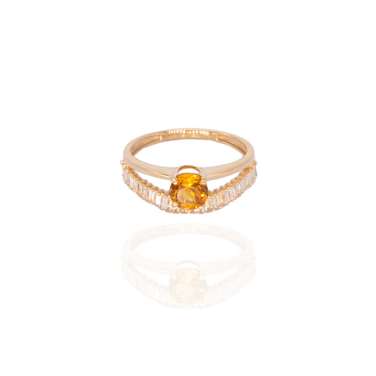 Citrine with Half Eternity Baguette Ring