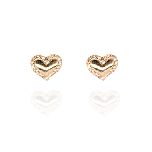 Gold Heart with Diamond Earring