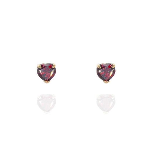 Red Garnet Heart Earring